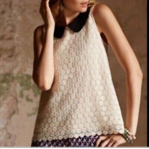 Anthropologie Lili’s Closet Delancey cream crochet cotton Peter Pan collar